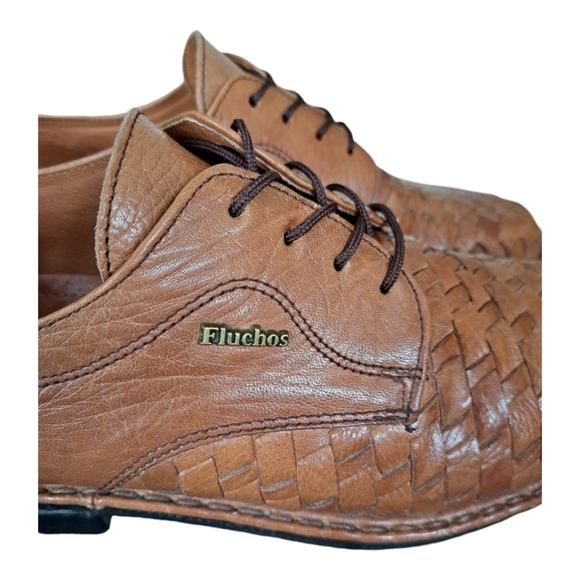 Fluchos tan leather mens shoes dress shoes lace up Made in Spain Size 40 - Picture 9 of 15